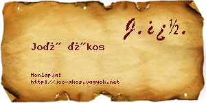 Joó Ákos névjegykártya